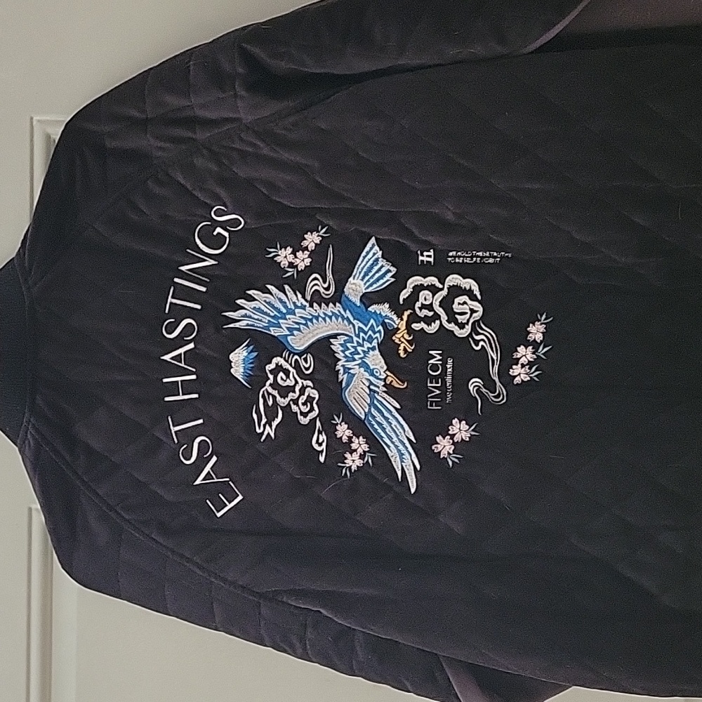 Men's Five Cm Varsity Jacket w/ Quilted Velour Back & Embroidered Graphics